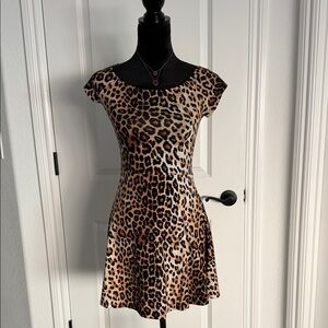 Forever 21 Tan and Black Leopard Mini Dress